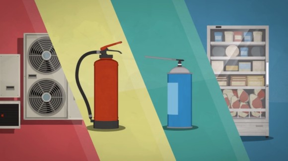 F-gaser kan släppas ut från t ex kyl-, värme- och brandskyddsutrustning. Bildkälla: Environmental Investigation Agency, EIA.