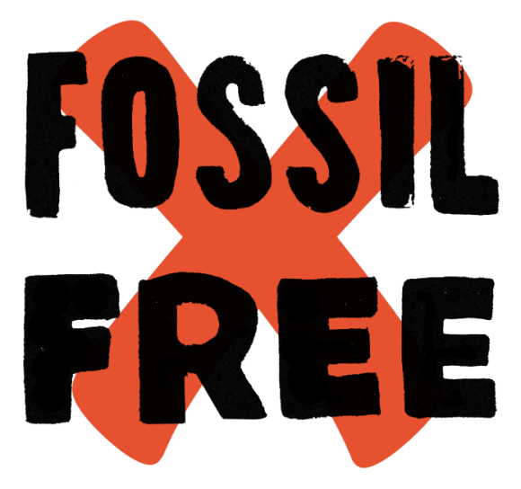 Logotyp för Fossil Free-kampanjen.